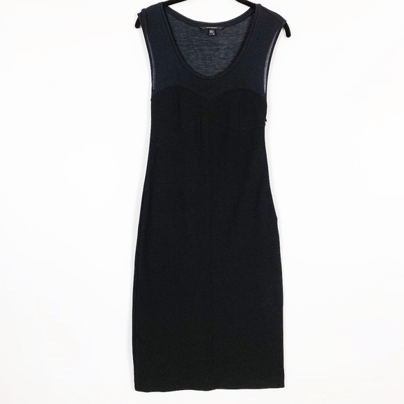 Club Monaco Bodycon Dress Size Small Black Sheer - Picture 3 of 7